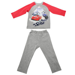 Disney Cars Grey Boys Pajama Set : Long Sleeve Shirt + Pajamas