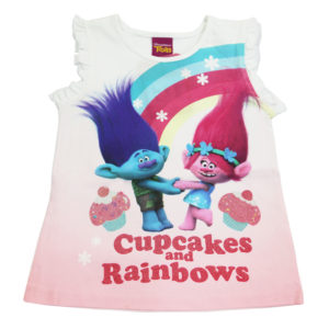 Dreamworks Trolls White Cupcake & Rainbows Shirt